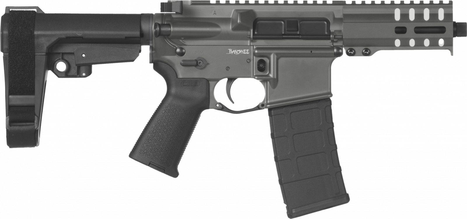 CMMG Banshee 300 Pistol Mk4 - 9 x 19, RDB, na konverzní zásobníky, šedá