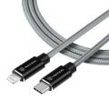 Tactical nabíjecí kabel Fast Rope s kevlarovým vláknem - USB-C/Lightning (MFi), 1m, šedý