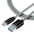 Tactical nabíjecí kabel Fast Rope s kevlarovým vláknem - USB-A/USB-C, 1m, šedý