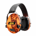 Sordin střelecká sluchátka Supreme Pro-X LED - oranž. camo mušle, č. kůže, gel. náušníky, LED světlo