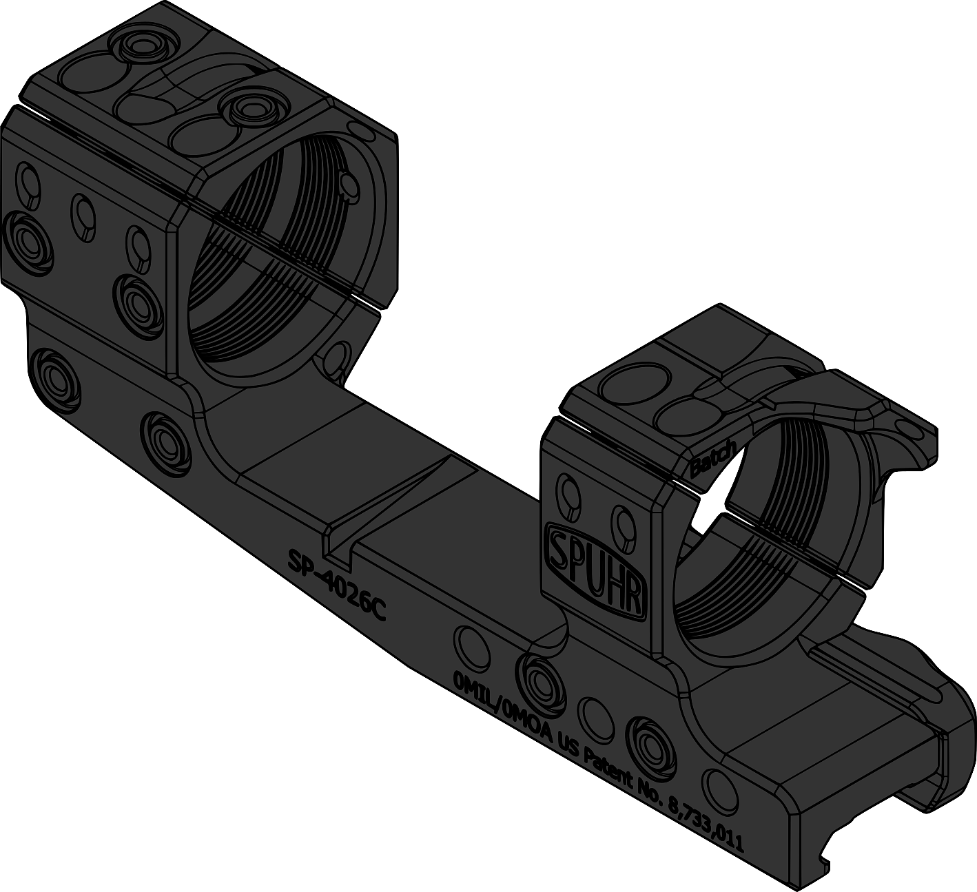 Spuhr předsazená montáž pro puškohled s tubusem 34 mm, výška 32 mm, bez sklonu, Gen3