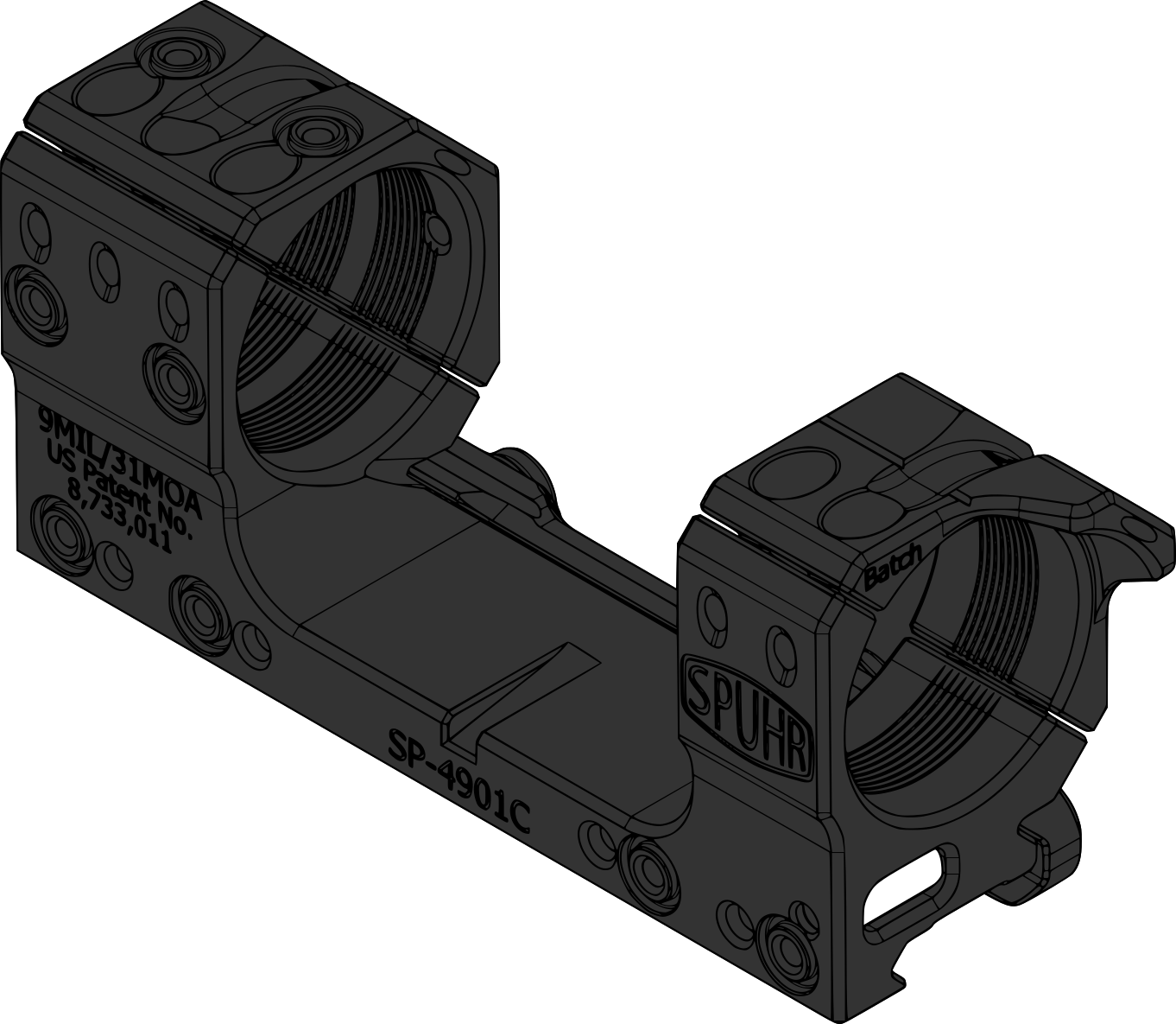Spuhr montáž pro puškohled s tubusem 34 mm, výška 30 mm, sklon 9 MRAD, Gen3
